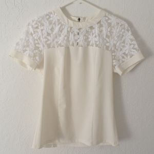 Short Sleeve Cream Blouse